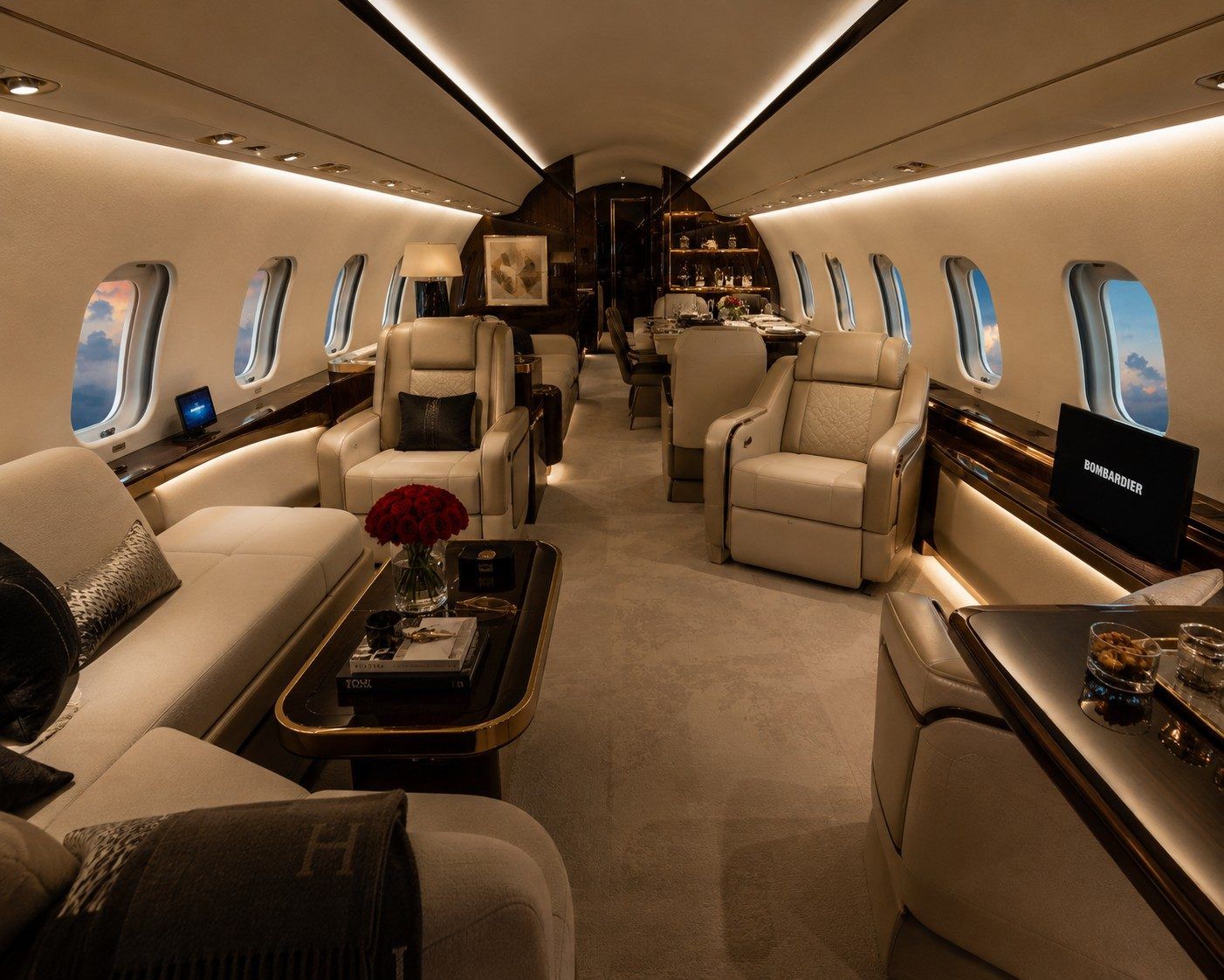 Cabin of a private jet